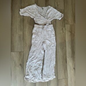 Lulu's Cream Wrap Jumpsuit
